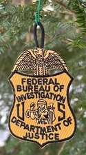 FBI - Federal Bureau of Investigation CHRISTMAS ORNAMENT GOLD patch Very Rare