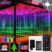 400 LED Smart Curtain Lights Color Changing DIY Hanging Fairy String APP Control