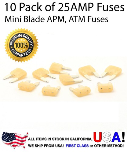 Premium 10er Pack 25 AMP KFZ APM ATM Mini Blade Sicherungen 25A - Bild 1 von 6