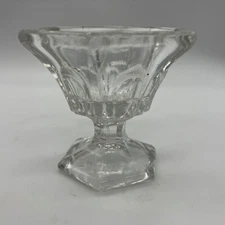 Flint Glass Pedestal Master Salt Pressed Loop Clear Glass Antique EAPG