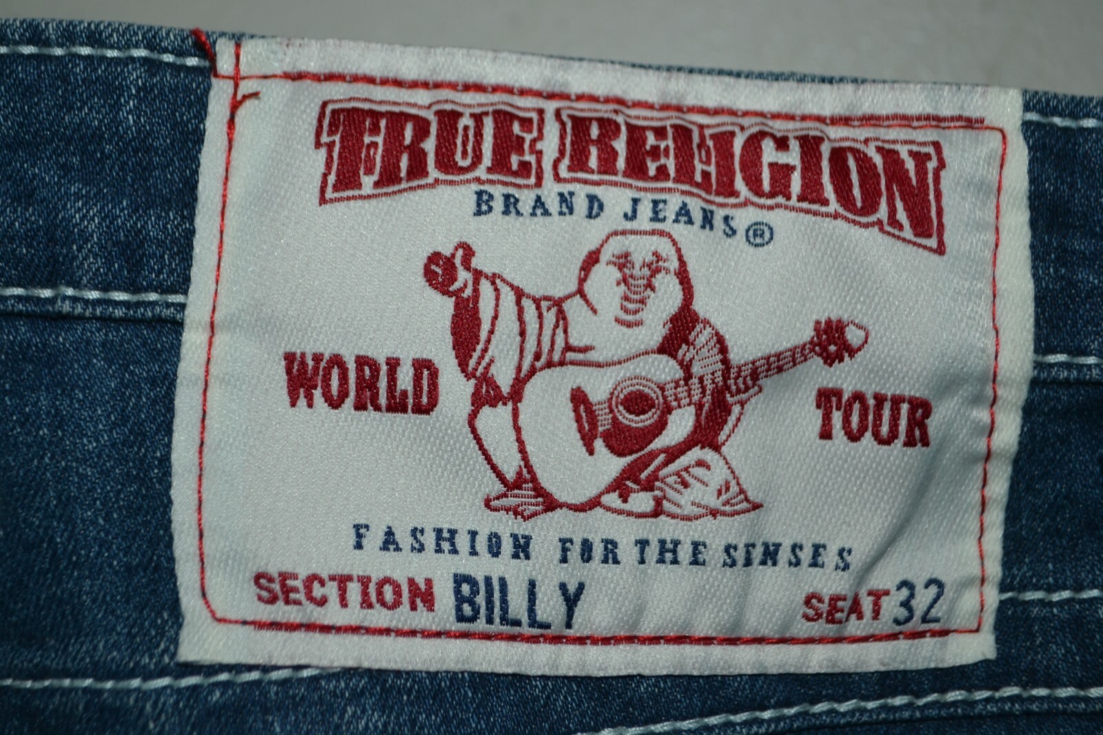 True Religion Women's Billy Straight Pocket Flaps Blue Denim Jeans Sz 27x32 thumbnail 3