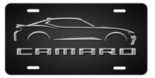 CHEVY CAMARO Inspired Art on BLACK Aluminum Vanity license plate Tag New