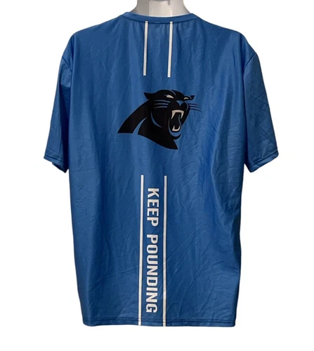 Carolina Panthers Mens T Shirt 3D Performance Size L Blue Taped Neck