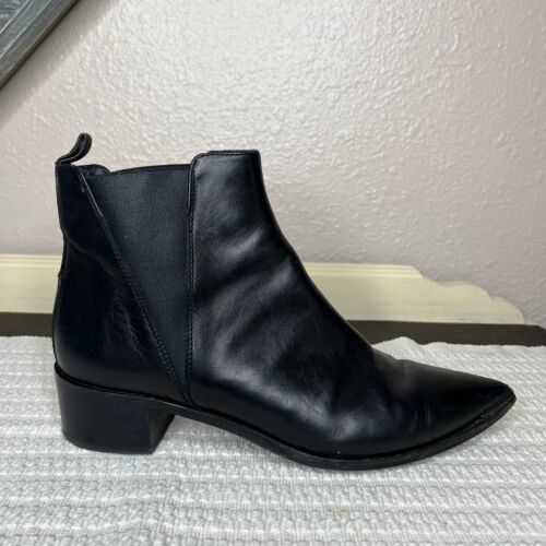 Acne Studios ONE  Black Leather Pointed Toe Ankle… - image 1