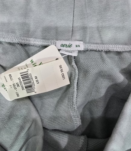 Aerie Elastic Waist Straight Tie Dye Army Green Sweatpants Size M NWT - Picture 3 of 6
