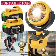 Jobsite Battery Operated Fan for Dewalt 20V Li-Ion DCB208-2 Cordless Camping Fan