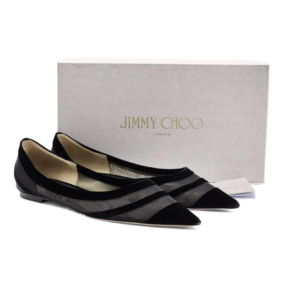 Jimmy Choo Love Tul Zapatos Planos Bailarina en Negro Eu 42 US 12 - Nuevo - Imagen 3 de 4