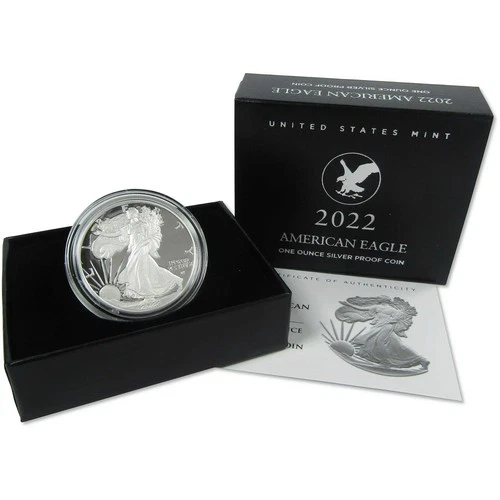 2022 W American Silver Eagle Choice Proof Bullion $1 Coin OGP COA