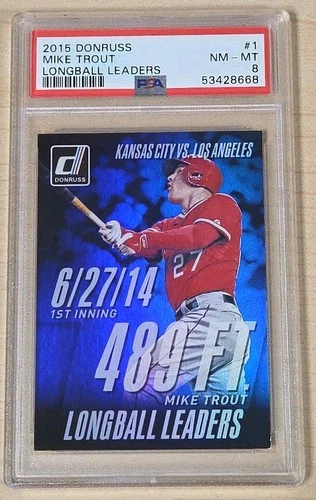 PSA 8 2015 Donruss Longball Leaders Mike Trout Los Angeles Angels NM-MT