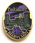 Baltimore Maryland Skyline Harbor Downtown Night Scene Travel Souvenir Pin