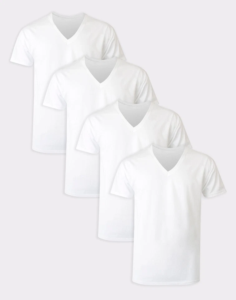 Paquete de 4 camisetas Hanes Ultimate Big Man Cool Comfort FreshIQ cuello en V para hombre