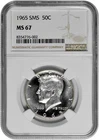 1965 SMS 50C 40% Silver Kennedy NGC Graded MS 67 Light Cameo Just Missed