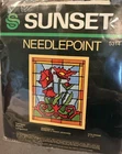 Vintage Needlepoint KIT SUNSET Tiffany Poppy Flower Stained Glass Pattern #5314