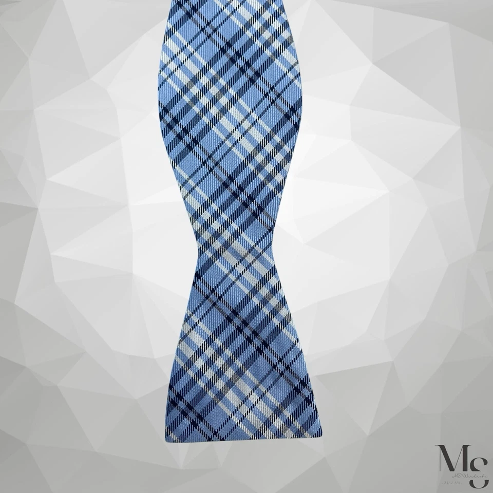 Pajarita de seda ajustable a cuadros azul para hombre NEGRO MARRÓN 1826 con: 2,25 EX ESTADO Foto 3 de 4