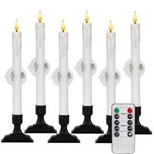 6 Pcs Window Candles with Remote Timer Dimmer, Battery Operated Candlesticks wit
