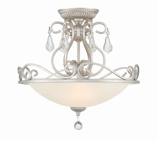 Crystorama Ashton 16 1/2" Silver Scrolls and Crystal Ceiling Light - Picture 3 of 6