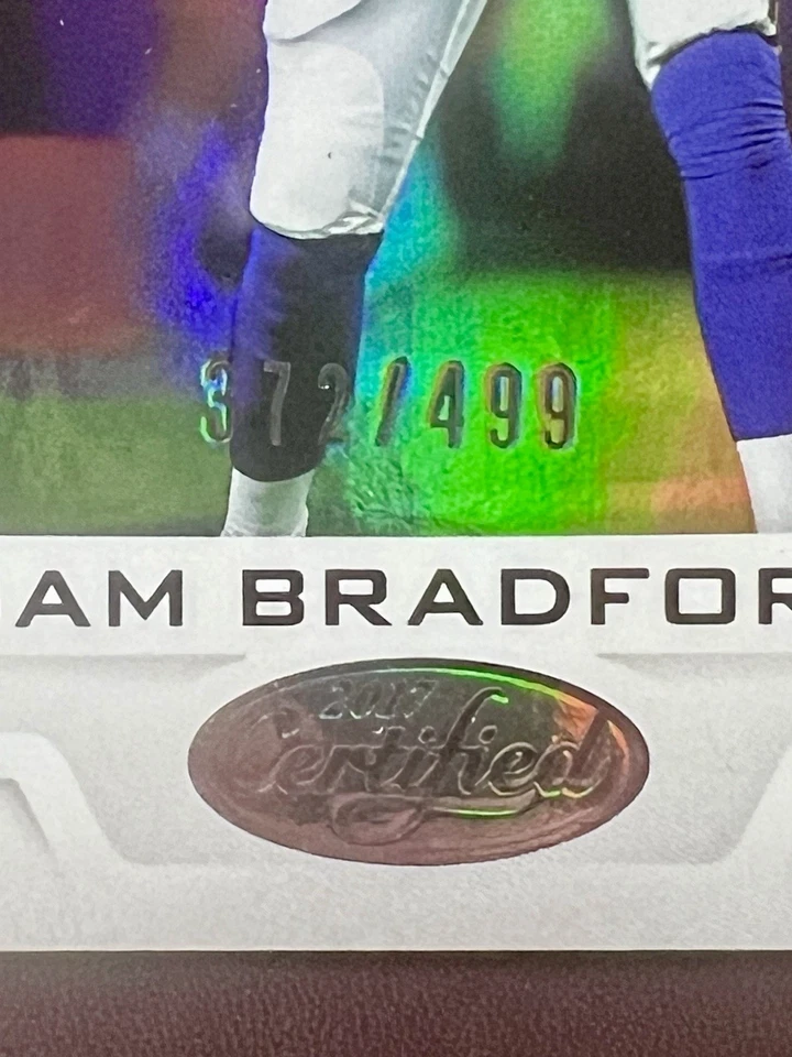 2017 Panini Certified Sam Bradford #83 Mirror /499 Minnesota Vikings - Image 2 of 3