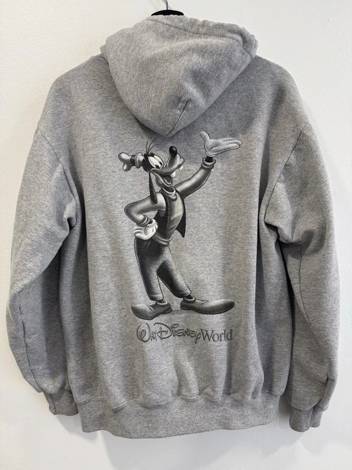 Moletom com capuz bordado vintage raro Disney parques patetas com zíper adulto M - Imagem 3 de 4