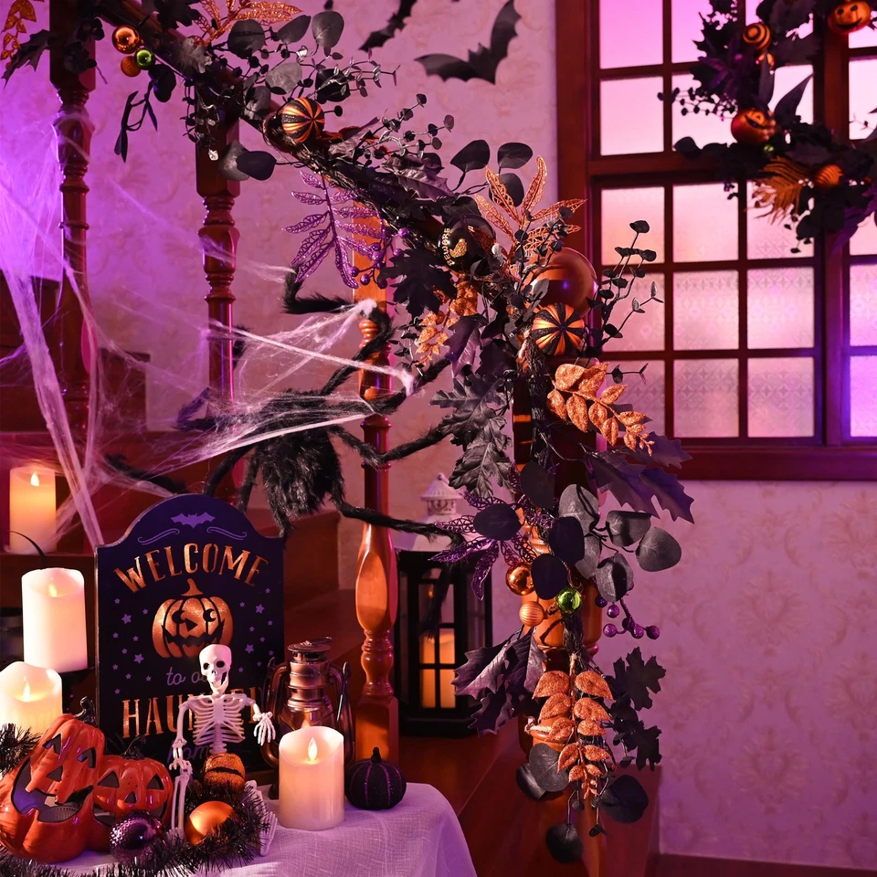 Halloween Garland for Mantel with Lights, 6 Feet Pre-Lit Jack-o'-Lantern Pump... - Image 4 of 4