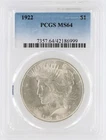 1922 Peace Silver Dollar PCGS MS64 S$1 Philadelphia Minted No Reserve