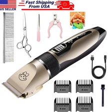Dog Cat Pet Electric Hair Clipper Trimmer Grooming Kit Rechargeable Cordless