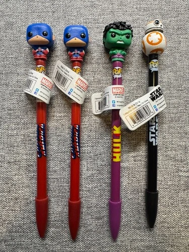 4X Funko Pop Pen Toppers New - Marvel Captain America & Hulk  and Star Wars BB-8