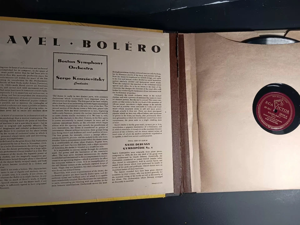 RAVEL BOLERO  BOSTON SYMPHONY - SERGE KOUSSEVITSKY RCA VICTOR  2 × 12" 78 LP - Image 3 of 4