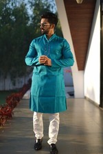 Men Kurta Set Pyjama Pakistani Kurta Indian Suits Wedding Party Groom Sherwani