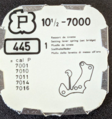 NEW Peseux Cal. 7000 Watch Setting Lever Spring (Set Bridge) #445