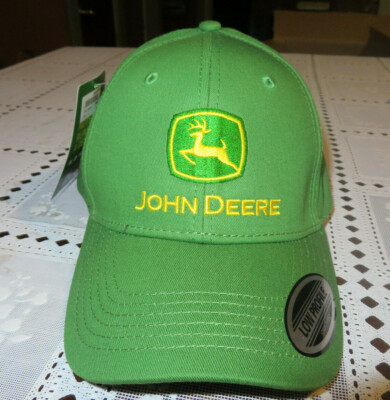 New Authentic John Deere Trademak Cloth Cap: Pink, Green, or Charcoal Gray/Green