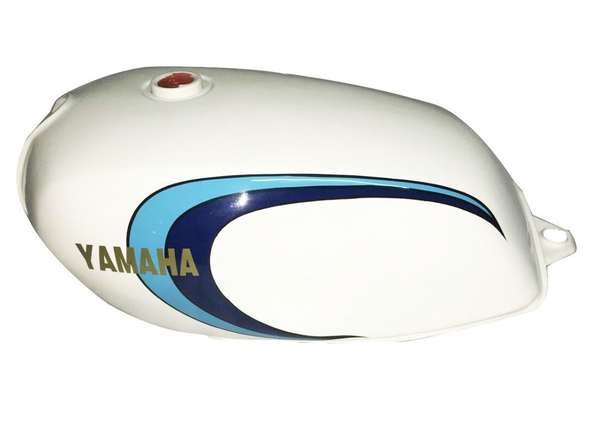 Yamaha RD 350 White Painted Petrol Fuel Tank With Cap Reproduction