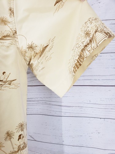 Trader Bay Hawaiian Shirt Sz Large Men Yellow Island Graphic Button Down - Picture 3 of 11