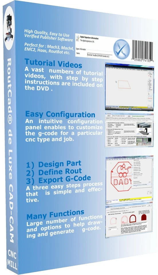 CAD CAM CNC Mill Software G-Code Mach 3 EMC2 GRBL Drufel Fanuc English Download - Bild 2 von 4