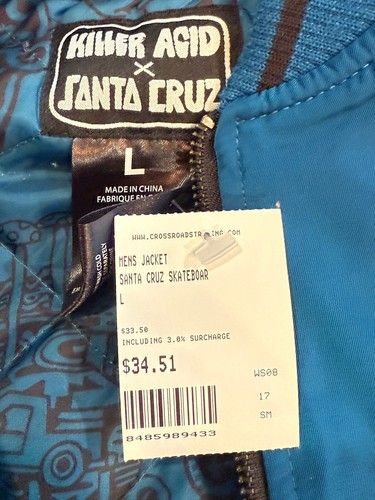 Santa Cruz x Killer Acid Bomber Jacket Full Zip Embroidered RARE Out Of Stock L - Picture 10 of 11