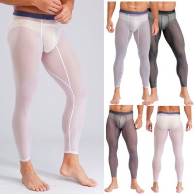 Men Pants Running Sweatpants Jogging Tights Elastic Waistband Trousers Mesh Gym