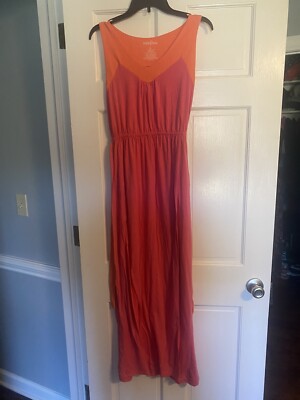 Mix & Co. Women's Long Maxi Orange Hot Pink Dress Size Large | eBay