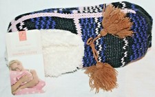 Women's Black Multi Knitted Sherpa Cozies/Slippers L/XL Shoe Size 8-10