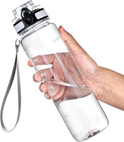 Trinkflasche 32oz mit Zeitmarkierung, auslaufsicherer Tritan, BPA-frei, weite Öffnung