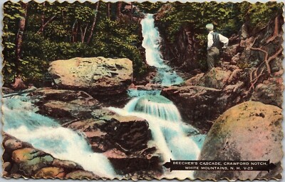 Beechers Cascade Man Crawford Notch White Mountains New Hampshire Postcard UNP