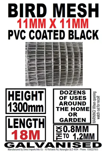 Vermin Birds Snake Mesh Black Gal Wire Mesh 990h 1220h 6x6x 1mm 5-25mRoll Mouse - Picture 24 of 26