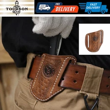 TOURBON Leather Folding Knife Sheath Belt Pouch Pocket Knives Holder for Belt