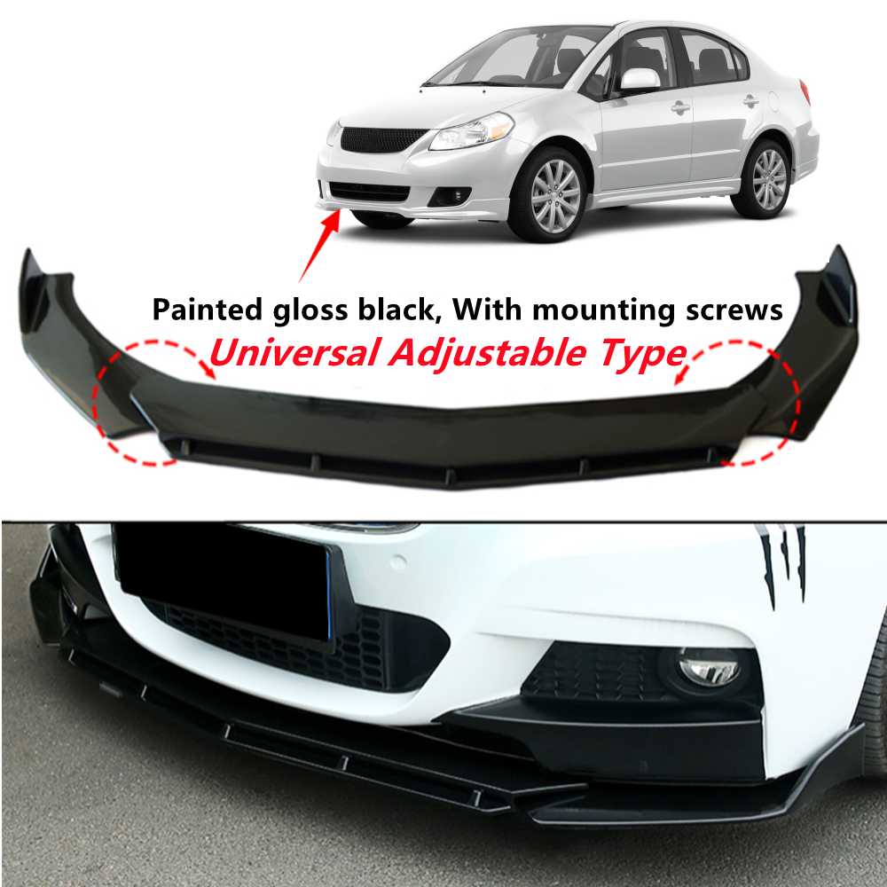 Add-on Universal Fit For 08-12 Suzuki SX4 Sedan Black Front Lip