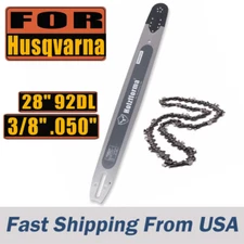 28inch 3/8 .050 92DL Full Chisel Saw Chain & Guide Bar For Husqvarna Chainsaws