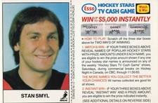 STAN SMYL 1983-84 ESSO HOCKEY STAR TV CASH GAME CARD