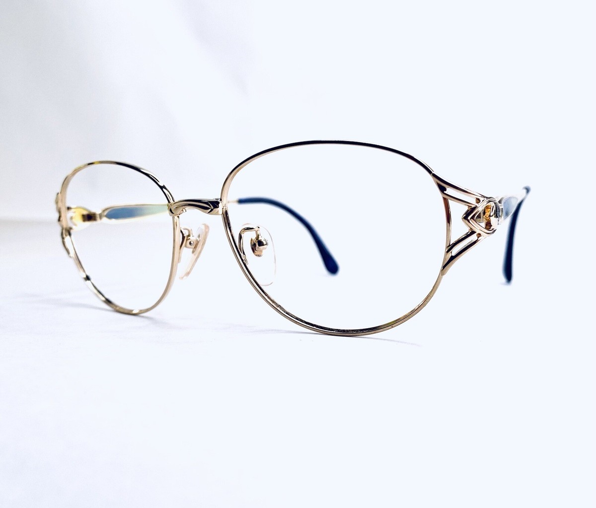 YVES SAINT LAURENT サングラス New YSL Yves Saint Laurent Gold Oval Glasses Blue Clear