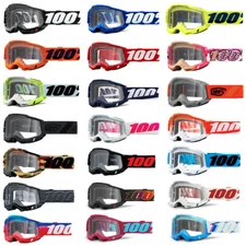 100% PERCENT ACCURI 2 MOTORCYCLE MX ATV GOGGLES WITH CLEAR LENS