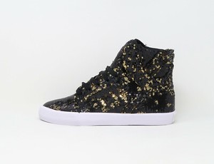 black and gold sequin shoes