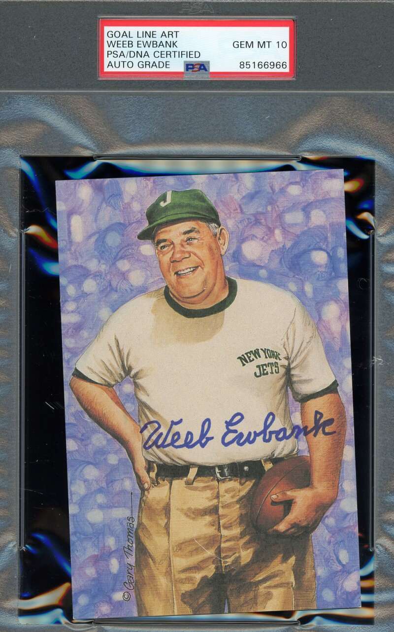 Weeb Ewbank Gem Mint 10 PSA DNA Signed Goal Line Art Card GLAC Autograph
