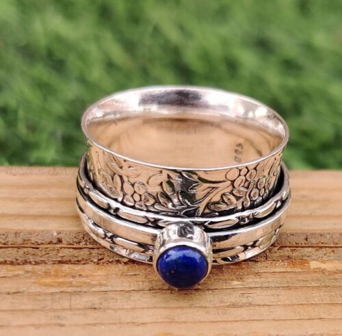Lapis Lazuli Ring 925 Sterling Silver Spinner Ring Meditation Handmade Ring A004 - Picture 1 of 4