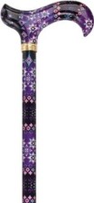 Pretty Purple Designer Adjustable Derby Walking Cane with Engraved Collar